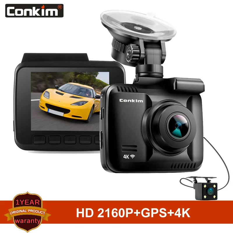 Conkim автомобильный видеорегистратор novatek с двумя камерами Ultra 4K HD DVR Dash camera встроенный gps wifi Cam автомобильный видеорегистратор объектив заднего вида двойной