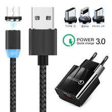Зарядное устройство 3,0 USB зарядное устройство адаптер для HUAWEI P20 Lite P7 P8 Lite P9 Lite P10 P20 Honor 8 Lite 7i 6X 5C Магнитный кабель(China)