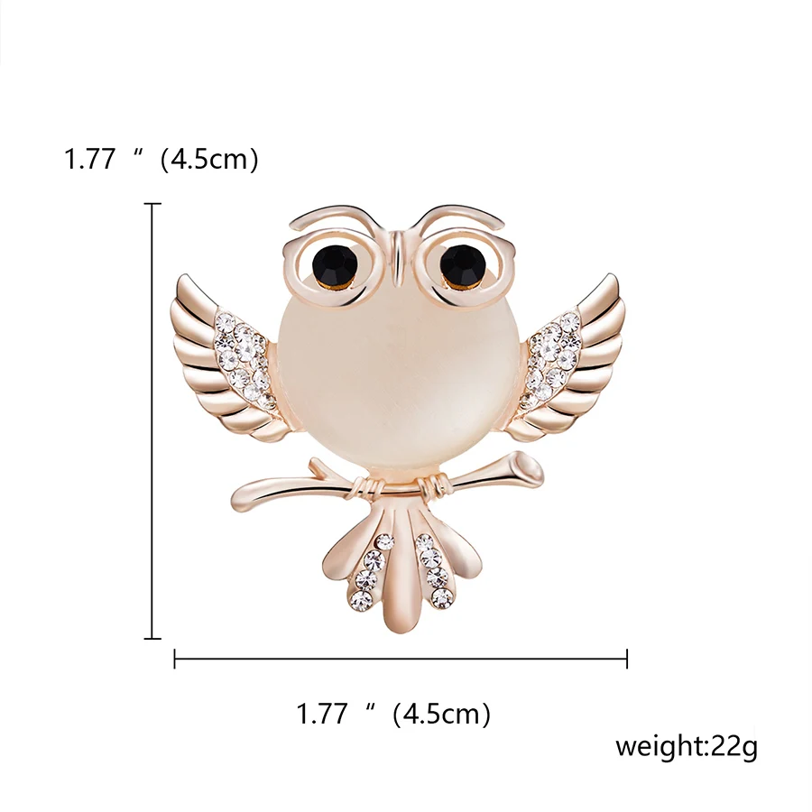 Ринху элегантная бабочка с кристаллами Павлин Кот Сова Опал Камень животное броши булавка для женщин Костюм брошь застежки для одежды - Окраска металла: Owl1