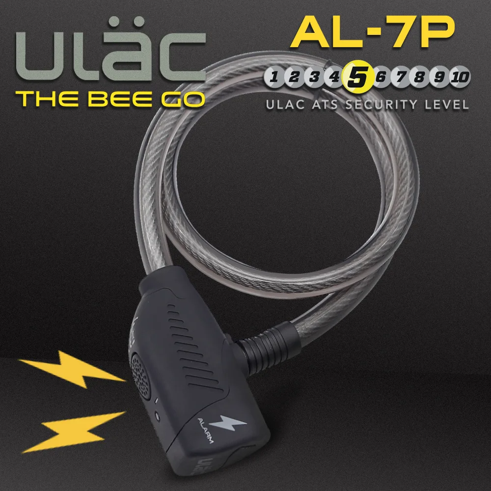 ULAC Mini Bicycle Lock 110dB Alarm Horn LED Indicator Cable Lock Destruction Shear Alarm Powerful Anti-Theft Bicycle Lock