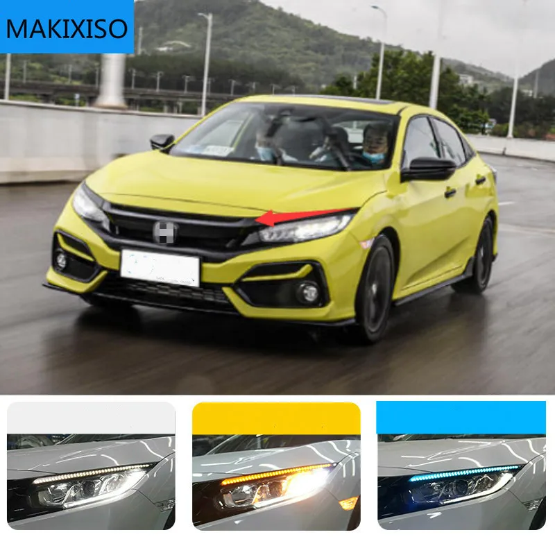 

1 Pair Car Headlight Decoration Yellow Turn Signal For Honda Civic 2020 2021 DRL LED Daytime Running Light