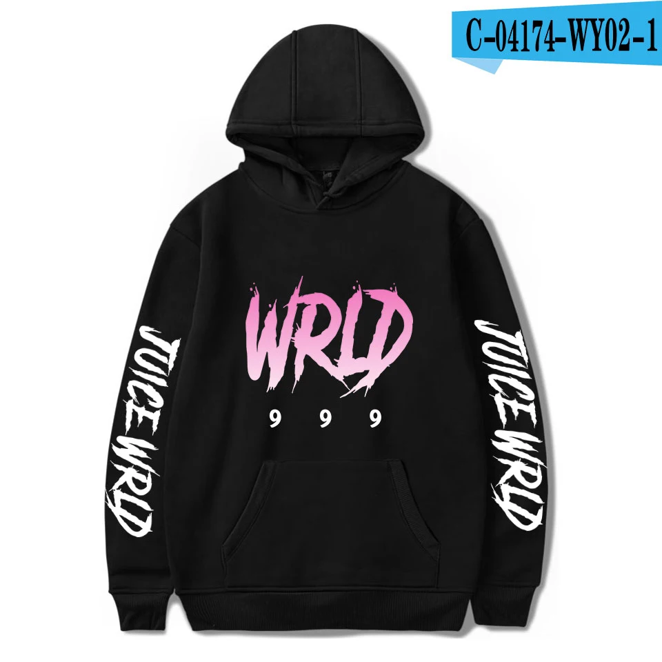 black Новые модные толстовки с капюшоном Juice WRLD для мужчин и женщин, осенние толстовки с капюшоном в стиле хип-хоп, Повседневная Толстовка Juice WRLD для мальчиков и девочек, серые пуловеры - Цвет: black