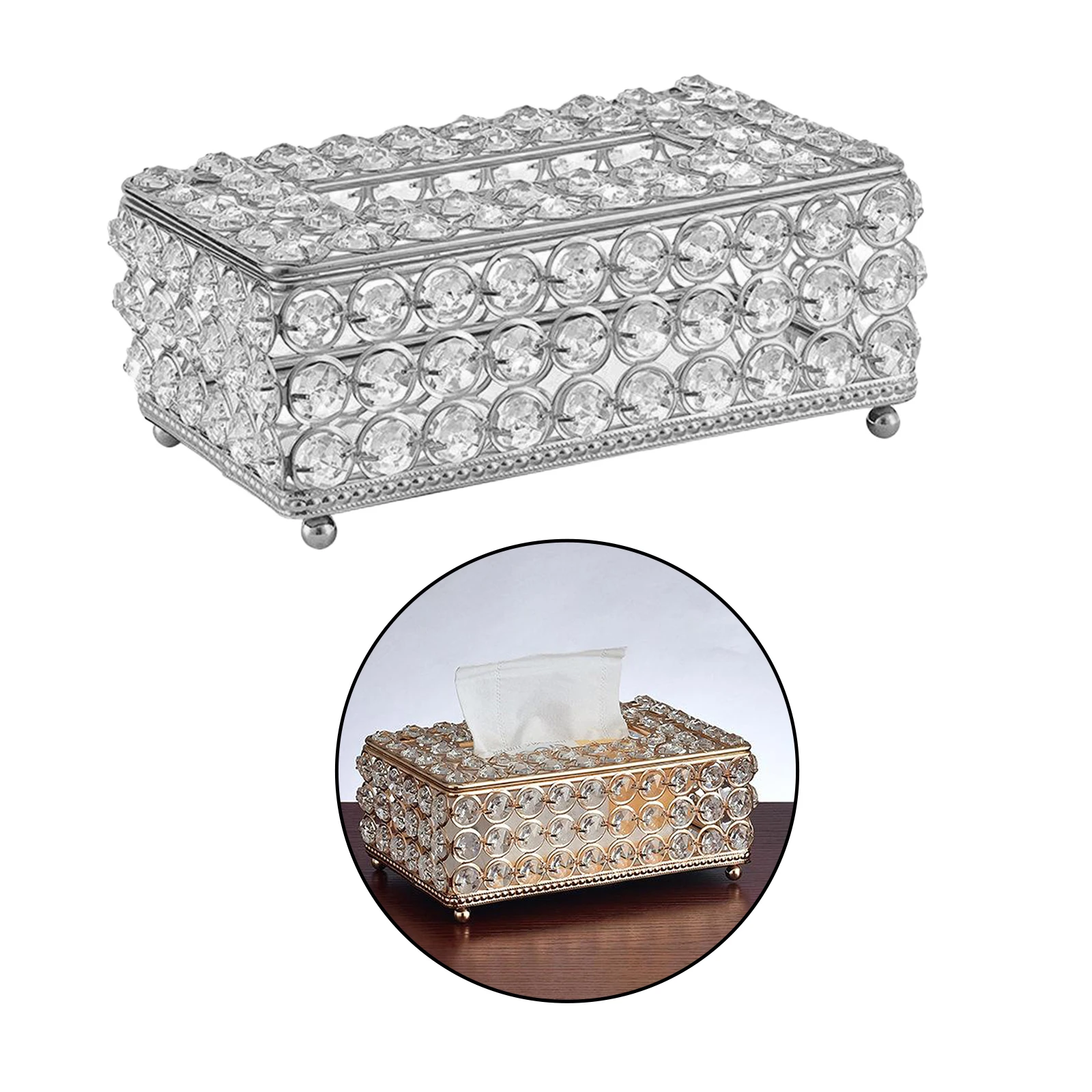 Shiny Tissue Box Elegant Napkin Holder for Living Room Bathroom Office Bar 3