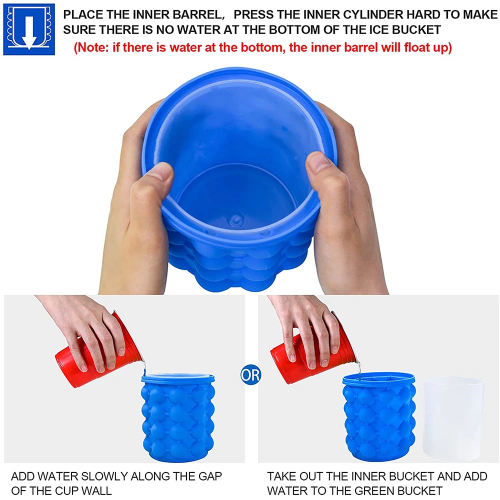 Ice Cube Maker, Silicone Ice Bucket with Lid Ice Cube Mold Ice Trays 120  Cubes R