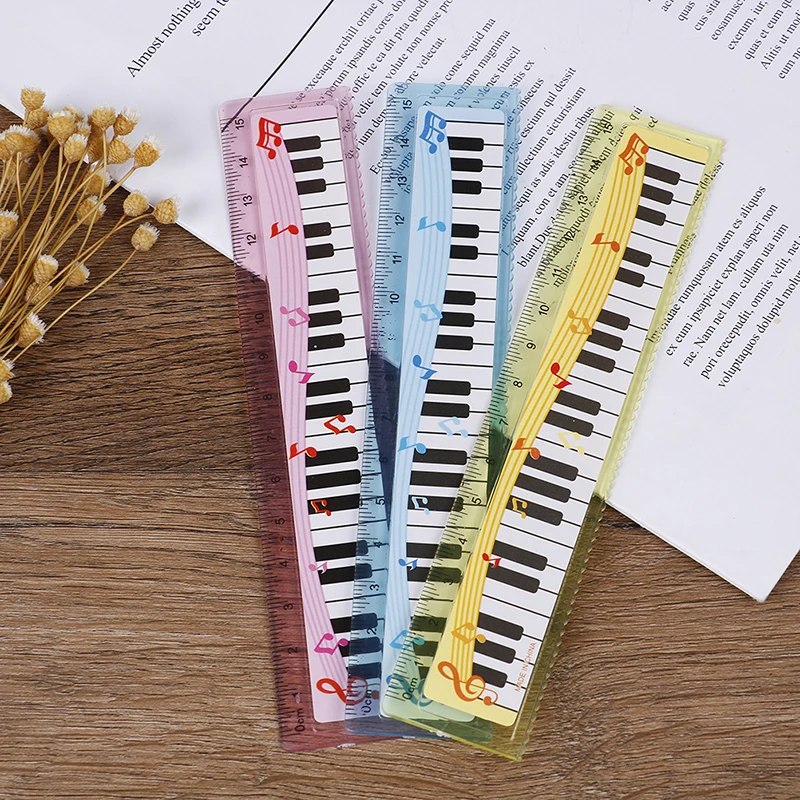 1Pcs 15cm Straight Ruler Cute Cartoon Piano Musical Note Ruler bookmarks School Student Ruler gift ruler color random