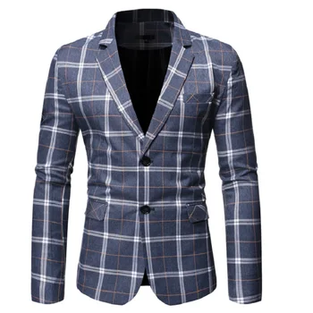 

New men's casual check two single breasted suit
