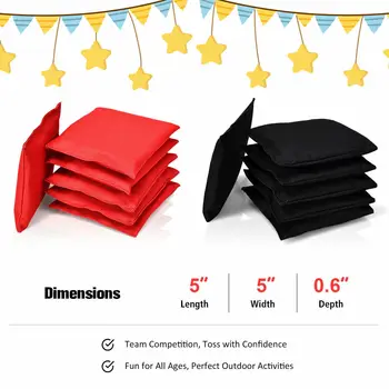 Weather Resistant Cornhole Bags Black and Red Set of 12 Beanbag Toss Game Sports  SP36966 4