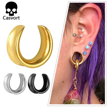 

Casvort 10pcs/lot Saddle Ear Tunnel Plug Piercing Ring Expander Studs Stretchers Fashion Body Piercing Jewelry