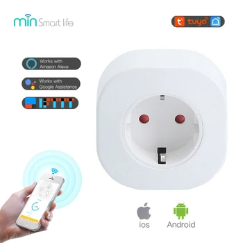 

Tuya Electrical EU Wifi Smart Socket Plug Power 220V 16A 10A Monitor App Remote Control Smart Home Works With Alexa Google Home