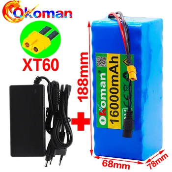 

36V 10S4P 16Ah 500W high capacity 42V 18650 lithium battery pack 16000mAh electric bicycle scooter with BMS XT60 Plug + charger