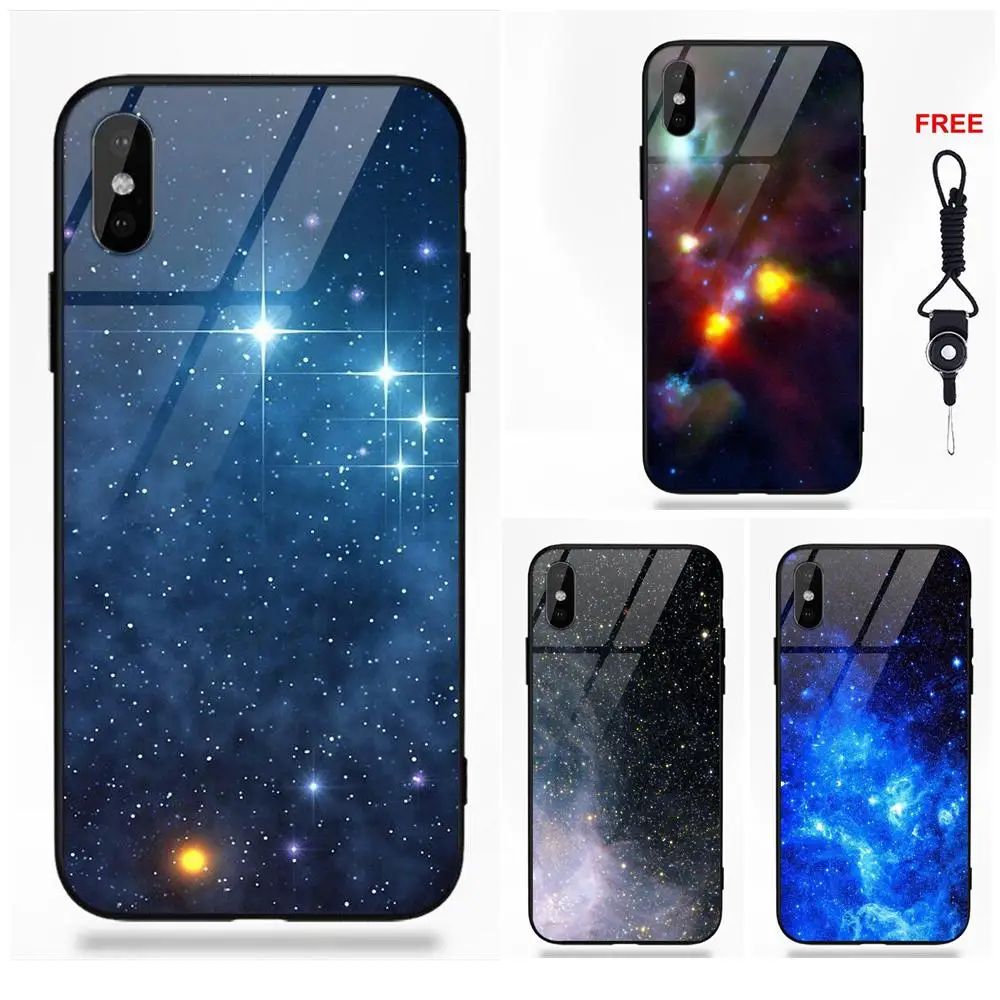 Звездное пространство для Galaxy S8 S9 Plus для huawei Honor 7X P20 Lite mate 10 Pro Redmi 5 Note 5A 6 закаленное стекло хипстерский чехол