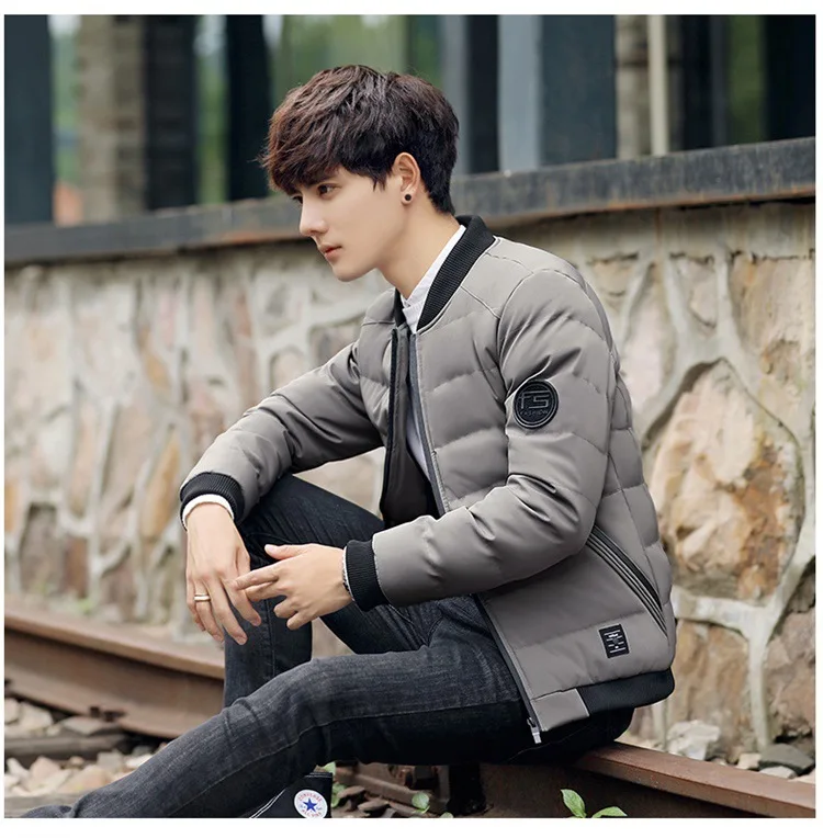 Стиль хлопчатобумажная стеганая одежда мужское корейское зимнее пальто-стиль приталенный короткий пуховик хлопковая стеганая Одежда Красивая Ca