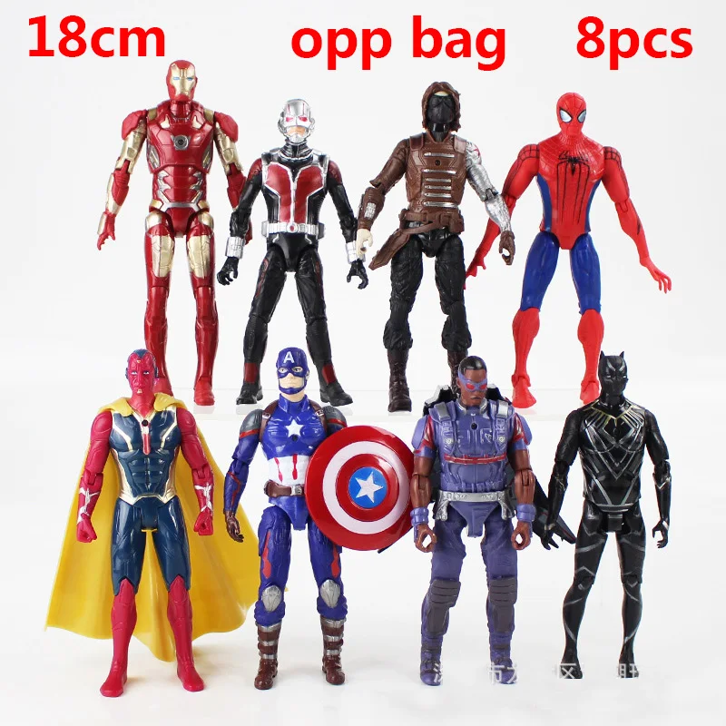8pcs Opp bag 8 шт. Marvel Мстители эндгейм танос Человек-паук Железный человек Капитан Америка танос Тор Росомаха фигурка героя игрушки куклы для детей - Цвет: 8pcs Opp bag