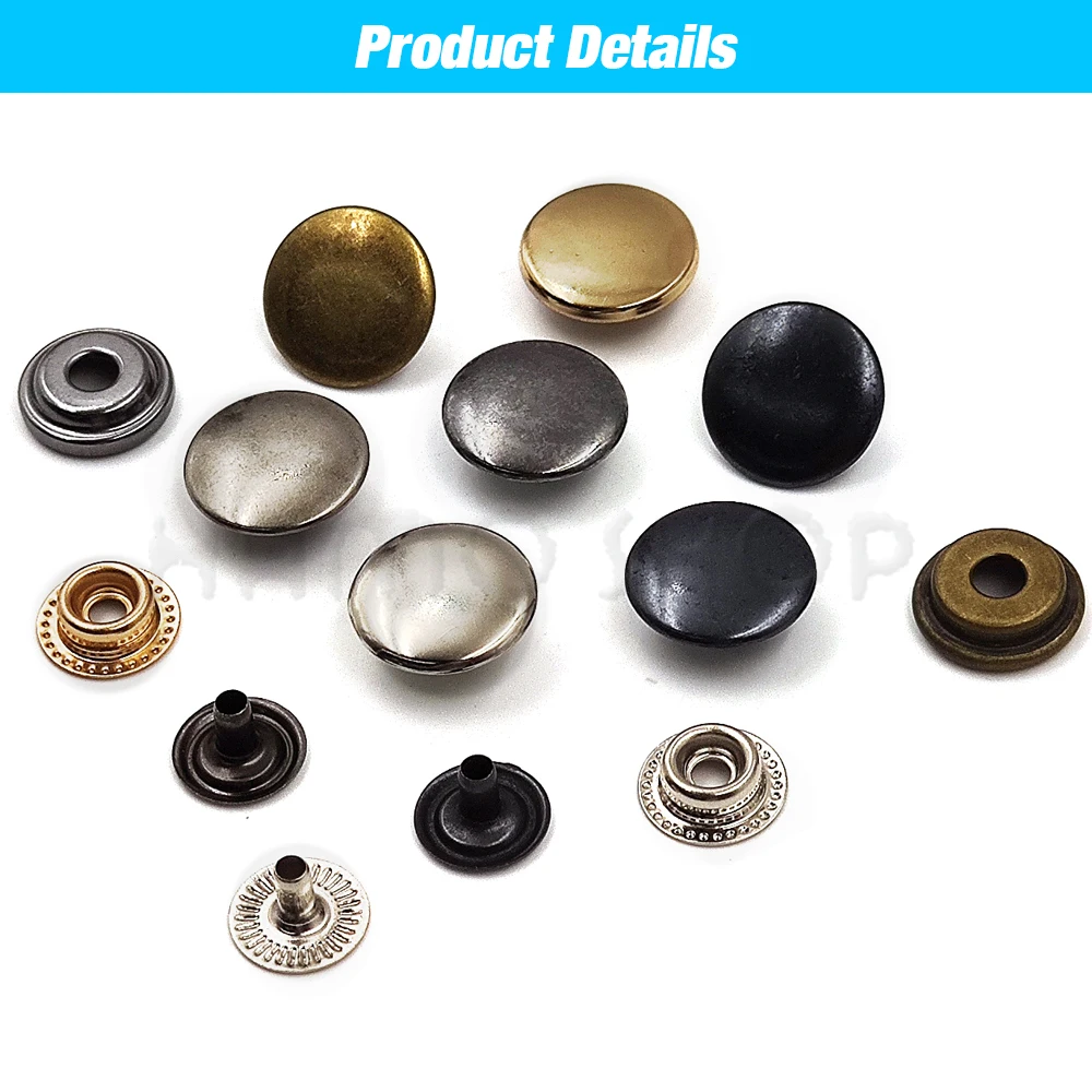 Bymivofun 90 Ensembles De Boutons-Pression à Coudre, Boutons-Pression En Métal, Pour Vêtements, Sac à Main En Cuir, Sac à Main, Réparation De Couture, Fournitures De Bricolage (7.5 Mm, 10 Mm, 12 Mm