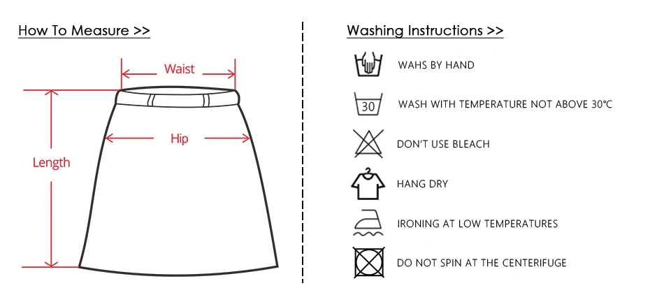 1、半身裙尺码图