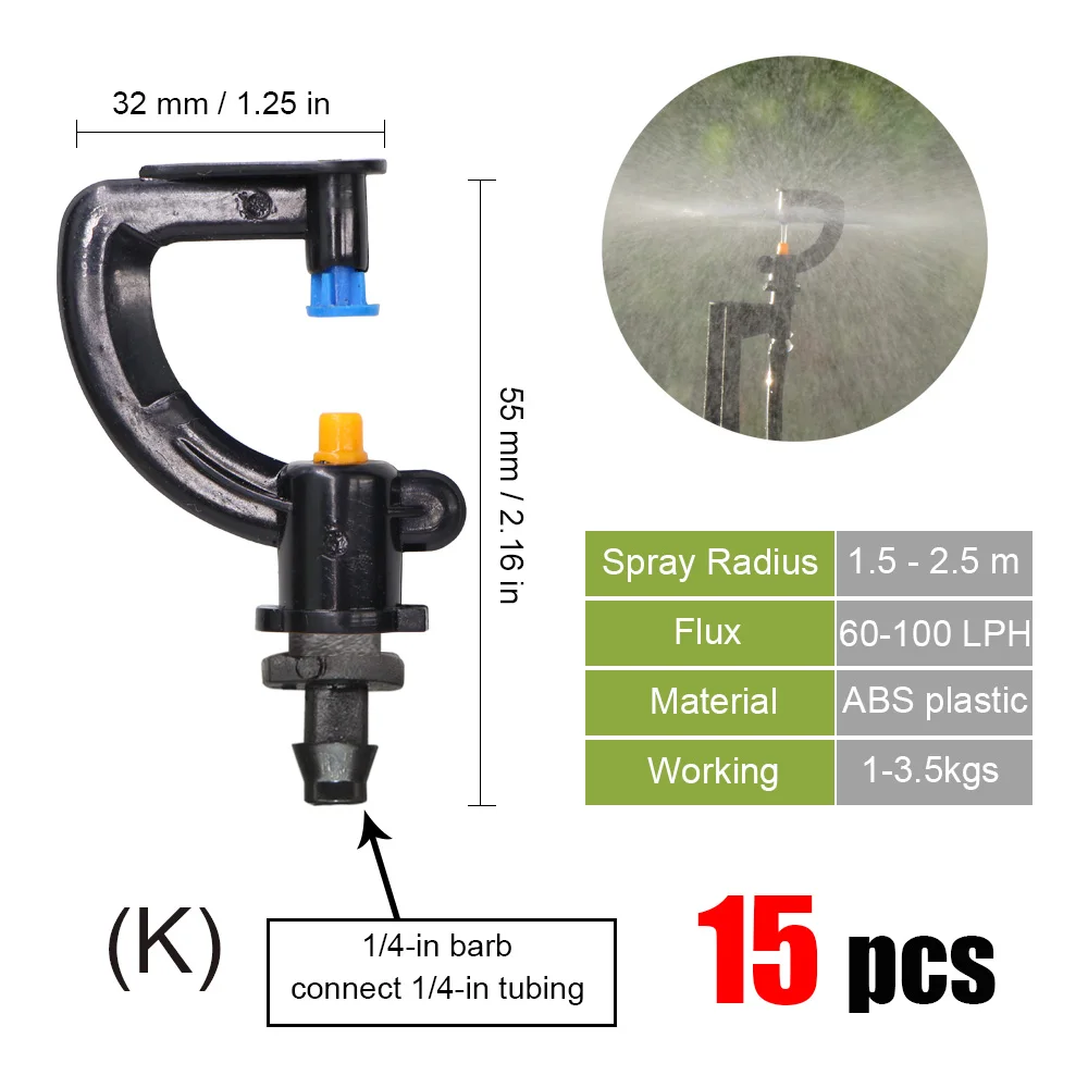 best Watering & Irrigation Kits MUCIAKIE 20 Types of Rotating Spinklers Drip Irrigation Mini Rotation Nozzle Spray w/ 1/4'' Barb Connector Mini Rotary Sprayer drip irrigation kit price Watering & Irrigation Kits