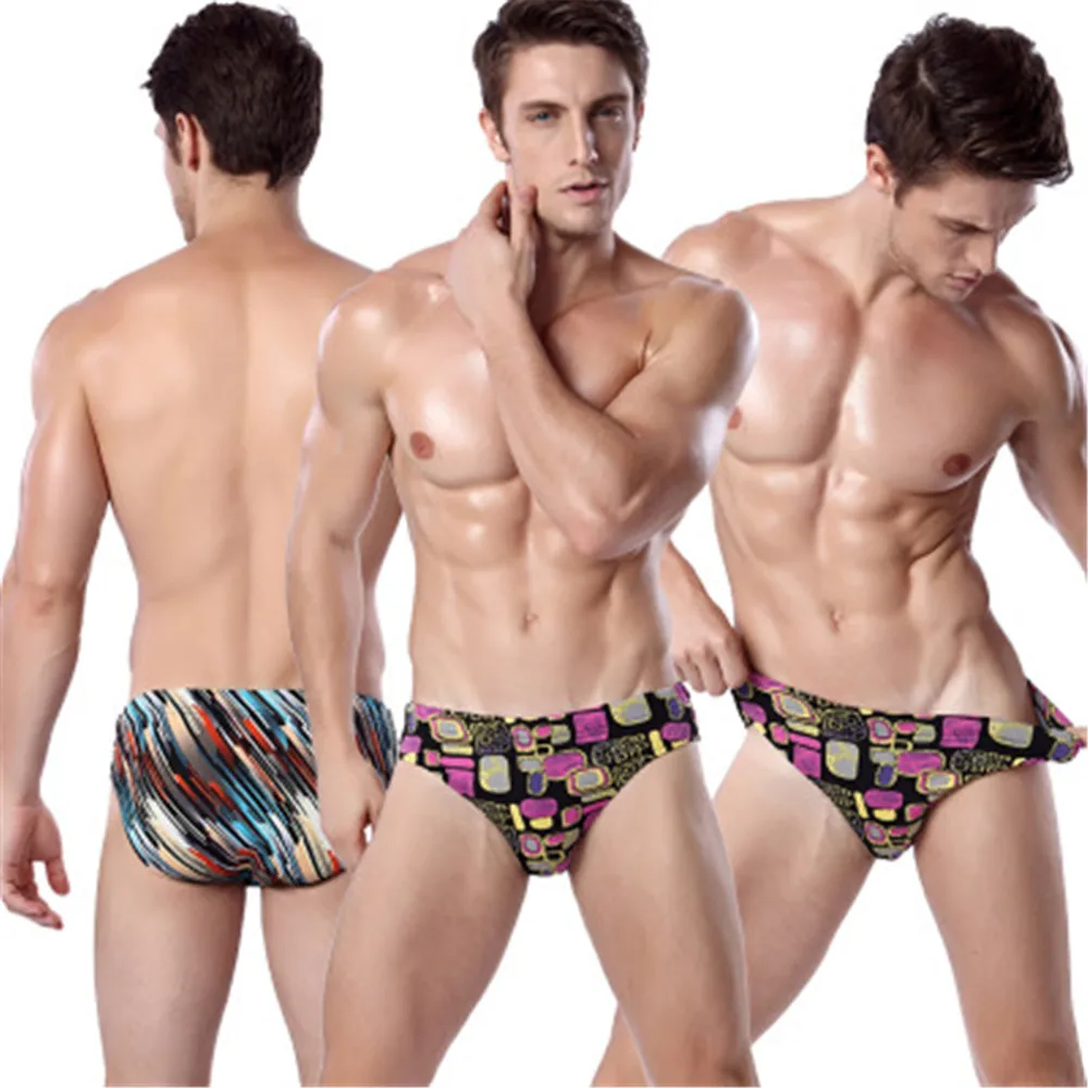 

Men's briefs Printed high-stretch swimming trunks European and American fashion new quick-dry body-shaping swimming trunks MS011