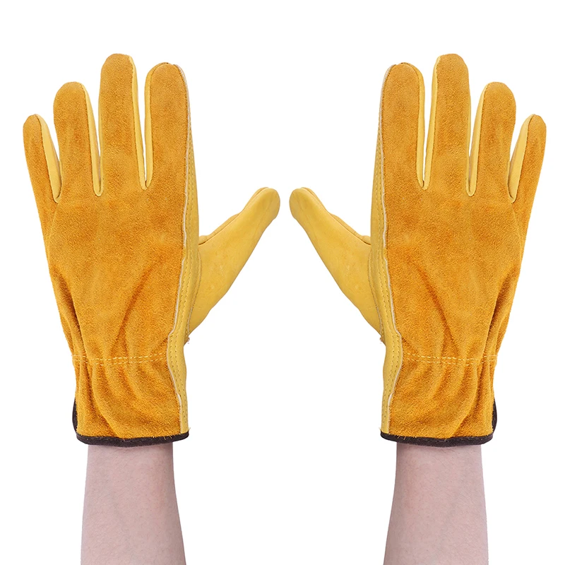 1 pair Yellow Work gloves cowhide driver security protection safety workers welding gloves