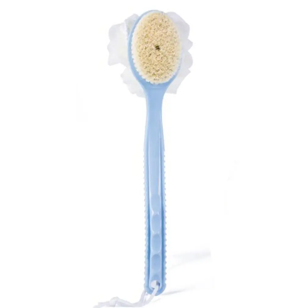 Soft Nylon Yarn Labor-saving and Convenient Two in One Long Curved Handle Rub Back Brush Bath Ball Hair Bath Brush