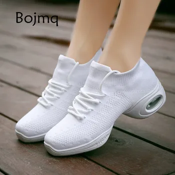 

Bojmq Jazz Dance Shoes 2020 New Dance Female Sneakers Fly Woven Breathable Mesh Woman Dancing Shoes Ladies Modern Sports Shoes