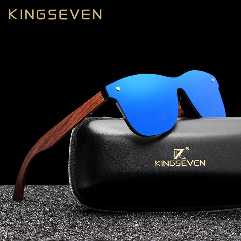 KINGSEVEN Natural Wooden Sunglasses Men Polarized Fashion Sun Glasses Original 