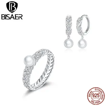 

Bisaer Authentic Real 100% 925 Sterling Silver Shiny Wheat Jewelry Sets Compatible Original Ring & Earrings Jewelry HPS218