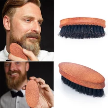 8cm Natural Boar Bristle Beard Brush For Men Bamboo Face Massage That Works Wonders To Comb Beards and Mustache Drop shipping