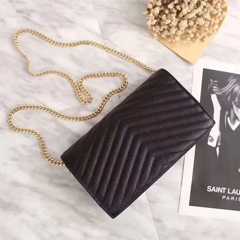 

Luxury Women Genuine Leather Handbags Designer Caviar Leather Chain Mini Bag Genuine Leather Bags For Women 2019 Messenger Bags