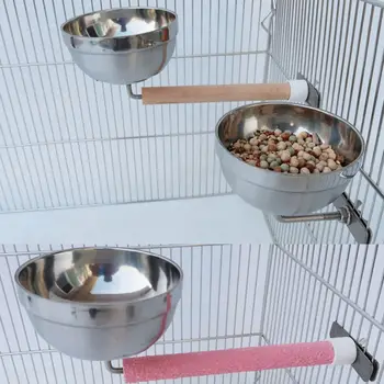 

Stainless Steel Bird Parrot Feeder Feeding Trough Birds Cage Food Bowl Container Bird Feeding Supplies C42