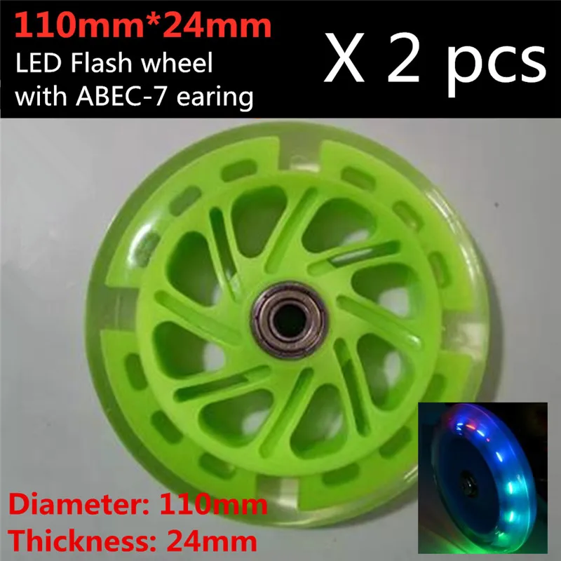 Scooter Wheels 100mm 110mm 120mm Adults Youth 24mm 28mm Inline Cycling Scooter Tire Colorful LED Flash Shine Light 2pcs