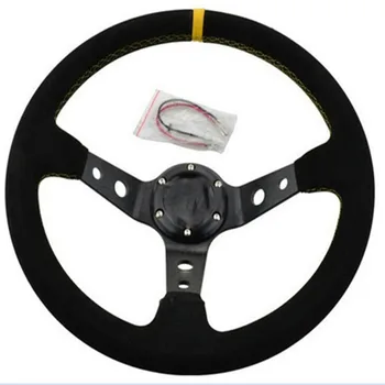 

14inch 350mm Deep Dish Drifting Steering Wheel Universal suede Leather Aluminum Car Auto Racing Sport Steering Wheel Accessorie