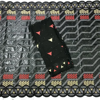 

african fabric Bazin riche fabric tissu africain cotton embroidered Bazin riche with Tulle lace fabric african lace fabric