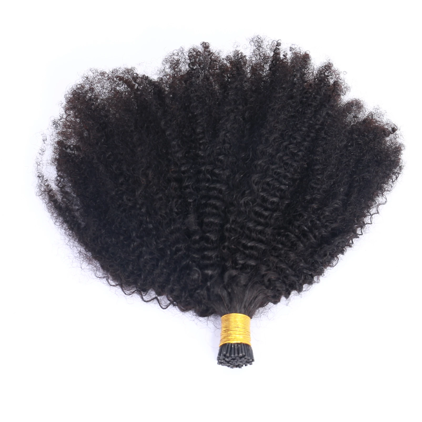 Extensões de cabelo humano afro brasileiro, com tip, encaracolado, de cor preta natural, em volume, para mulher negra