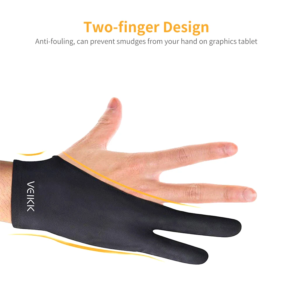VEIKK Drawing Glove Two-finger Drawing Glove Lightweight Sweatproof Soft For VEIKK Graphics Tablet Graphic Monitor