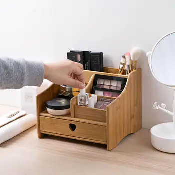 

Wooden Makeup Organizer Cosmetic Storage Box Case with Drawer Desktop Lipstick Sundries Storage Rack Jewelry Organizer Container