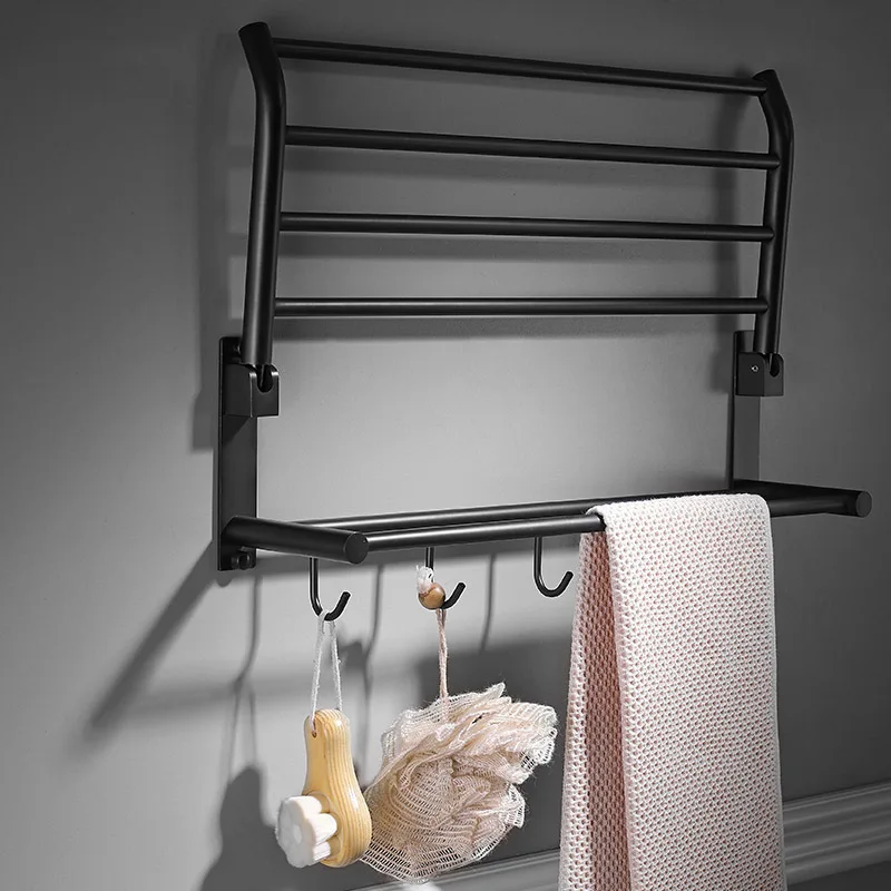 

Northern European-Style Copper Retro Black And White with Pattern Towel Rack Simple Folding Pendant Set Europe And America-Towel
