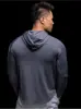 Brand Autumn winter Running Hooded T Shirt Men Gym Clothing Long Sleeve Slim Tee Shirt Bodybuilding and Fitness Sportwear TShirt 5