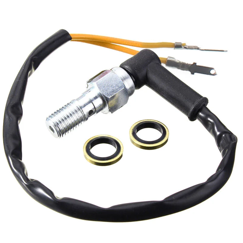 Universal Motorcycle Hydraulic Brake Pressure Rear Light Switch With Washers Banjo Bolt 10mm x1.25 Pitch YAN88