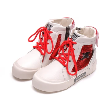 

Winter Children Boots Girls Leather Shoes Fashion Sequins Lace Up Leisure Boys Sneakers Keep Warm Girls Snow Boots SGF021