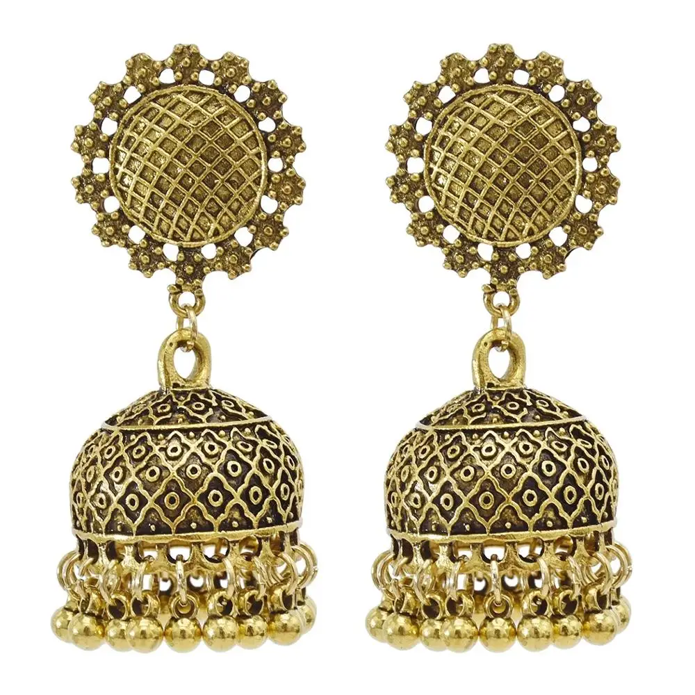 Афган Индия Jhumka цветок заявление серьги золото кисточкой падение Pendientes Oorbellen