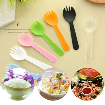 50pcs/set Disposable Plastic Spoons Forks 2