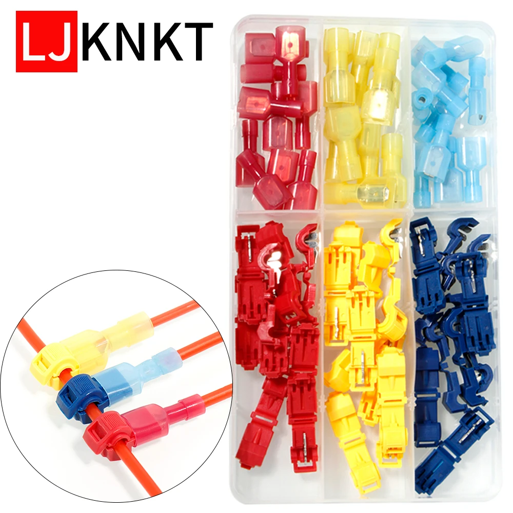

T-Tap Quick Crimp Lock Wire Cable Snap Connectors Waterproof Insulated 16-14/22-16/12-10A.W.G Splice Kit Electrical Terminals