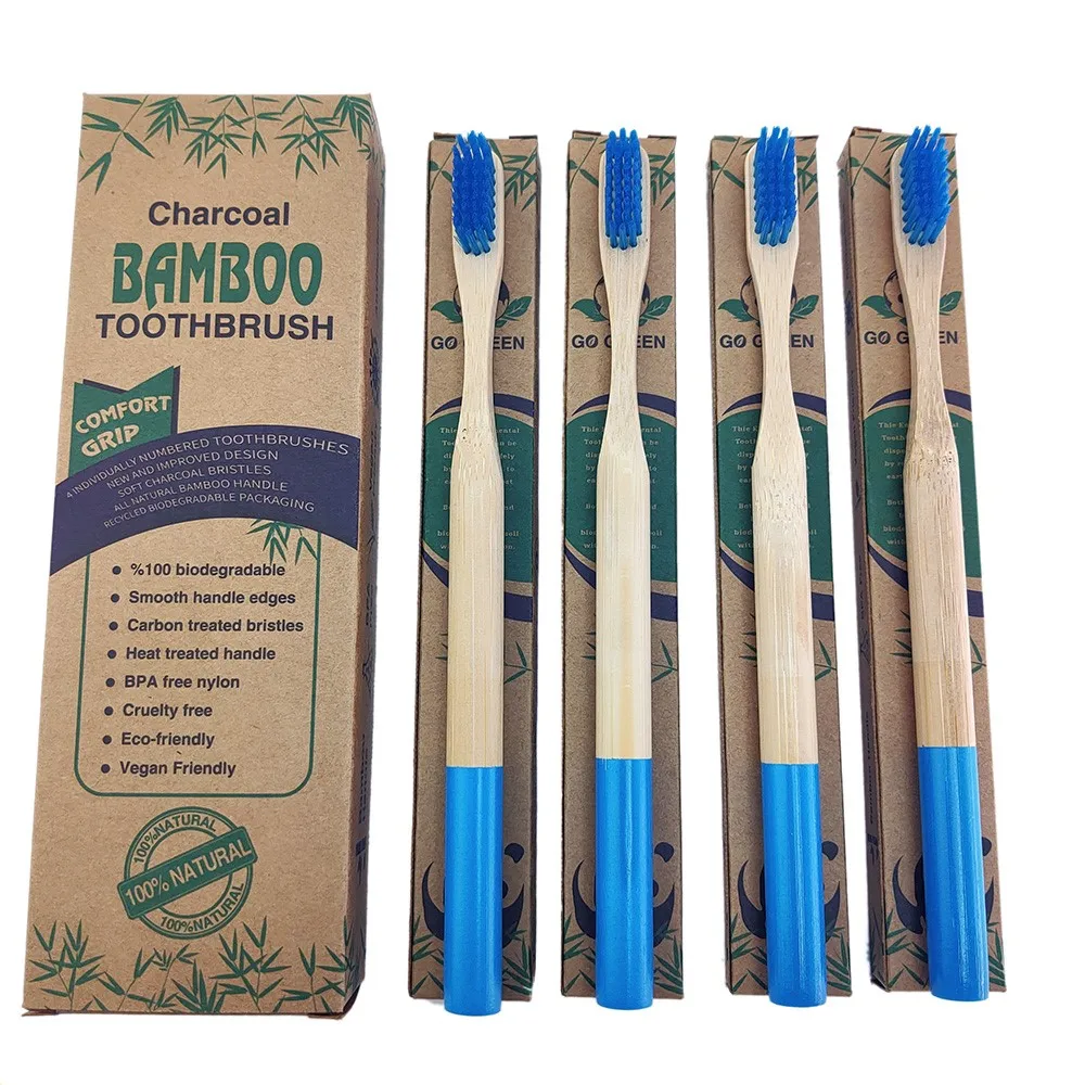 

Zero Waste Biodegradable Bamboo Toothbrush EcoFriendly Toothbrushes Natural Vegan Organic Brushes With Wooden Handle For Family