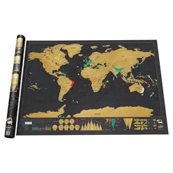 Carte du monde de voyage effaçable, étiquette de luxe, personnalisée, à gratter, créative, décoration murale, 42x30cm 