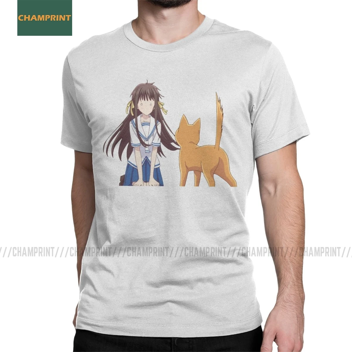 Мужская футболка Tohru Cat Kyo с изображением корзины фруктов аниме Sohma Yuki Furuba манга