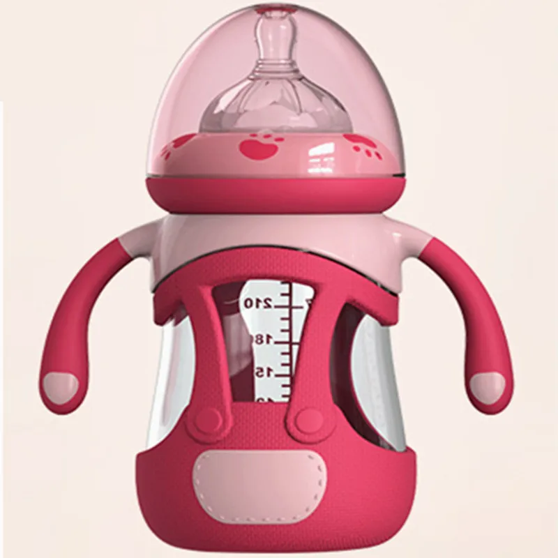 New 240ML Glass Baby Bottle Newborn Baby Bottles Silicone Fully Automatic Feeding and Care  Baby Feeding Bottle