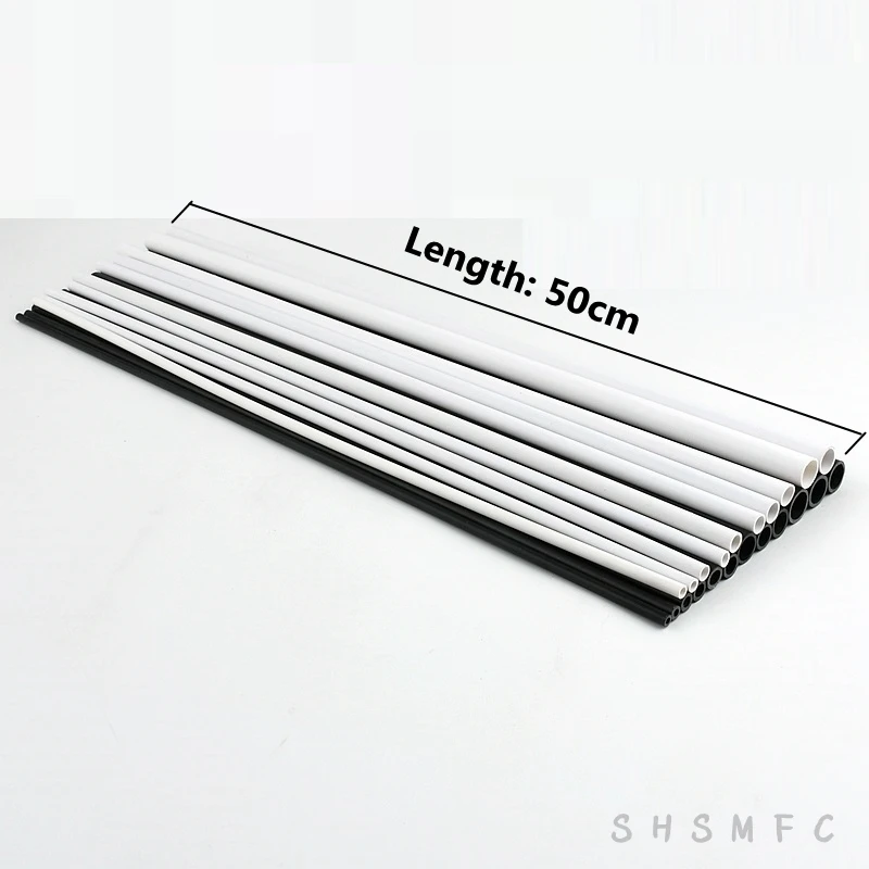 Set of 2 PVC Pipes for Aquarium and Garden Irrigation - 50cm Length, Assorted White and Black, 5-16mm Diameter
