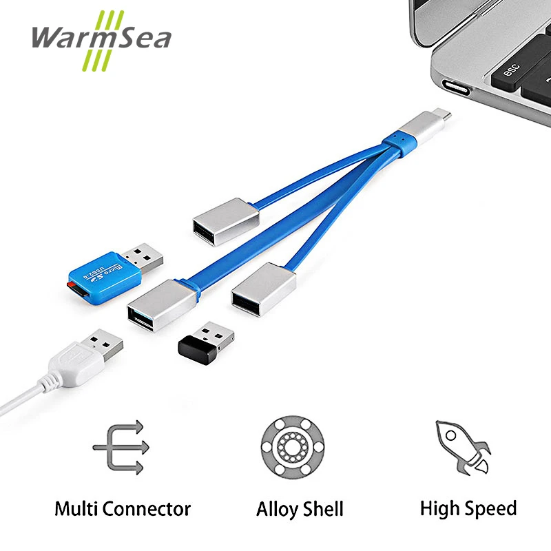 OTG USB 3,1 type C концентратор для usb-хаб 3,0 2,0 Супер Скоростной USB разветвитель 4в1 USB C концентратор для Macbook Pro ноутбука телефона использования - Цвет: Blue