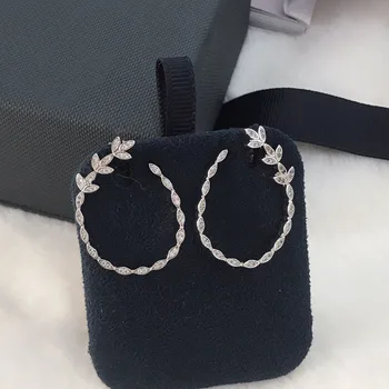 

UMGODLY Luxury Fashion Copper Paved AAA Cubic Zirconia Stones Leaves Floral Earrings for Women December New Jewelry