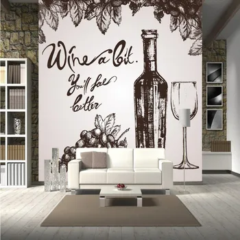 

Droping Wallpaper Hand Painted Red Wine Winery Wallpaper Sketch Mural Background Wall Living Room Restaurant Custom Wallpaper